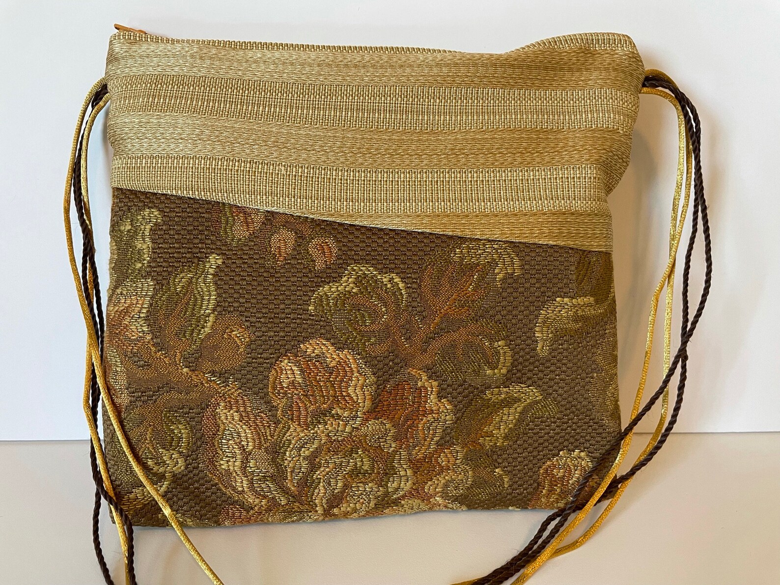 Messenger Bag in Sage Green and Gold Etsy