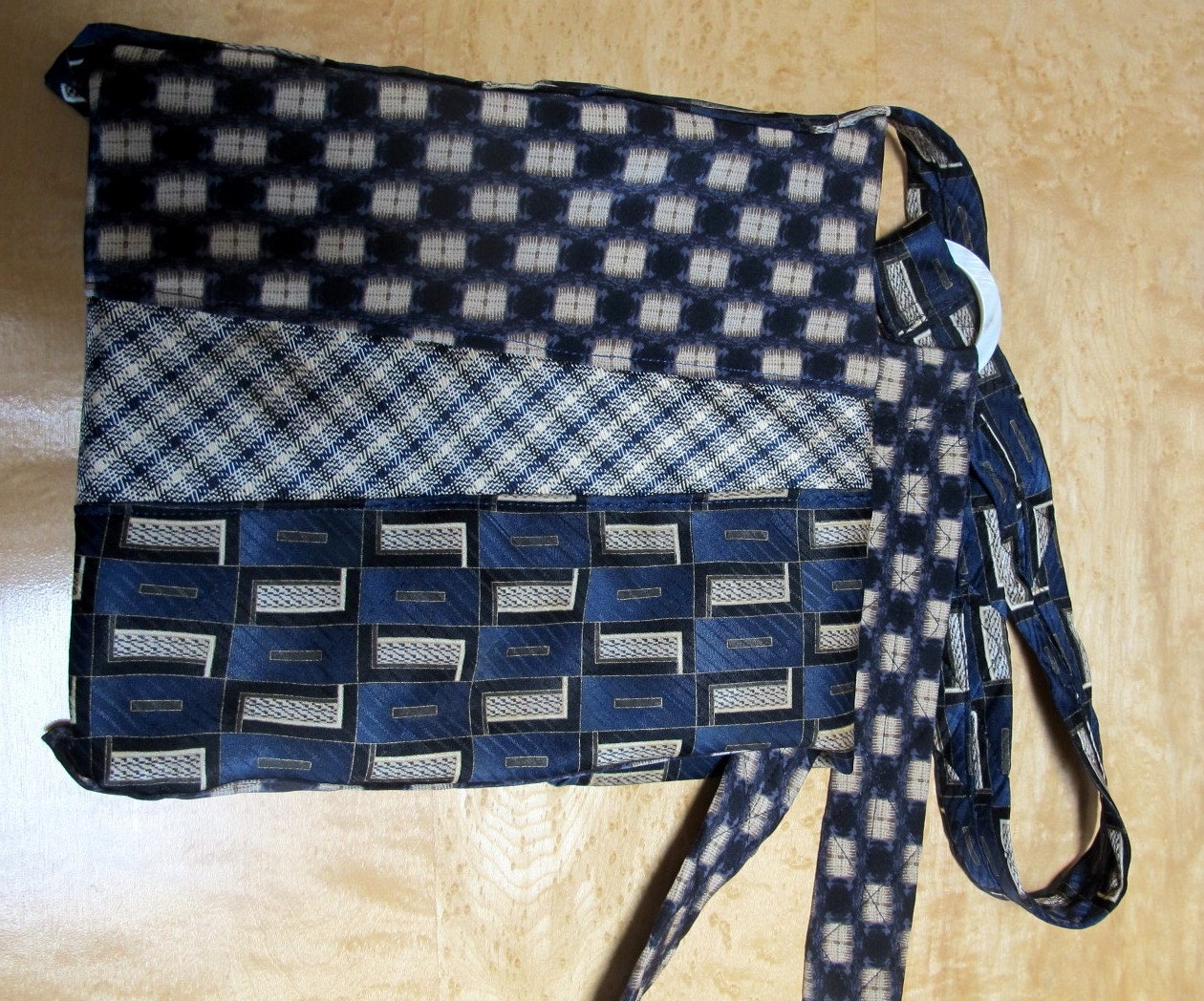 Cross Body Bag in Blues & Cream Made From Repurposed Silk Ties | Etsy
