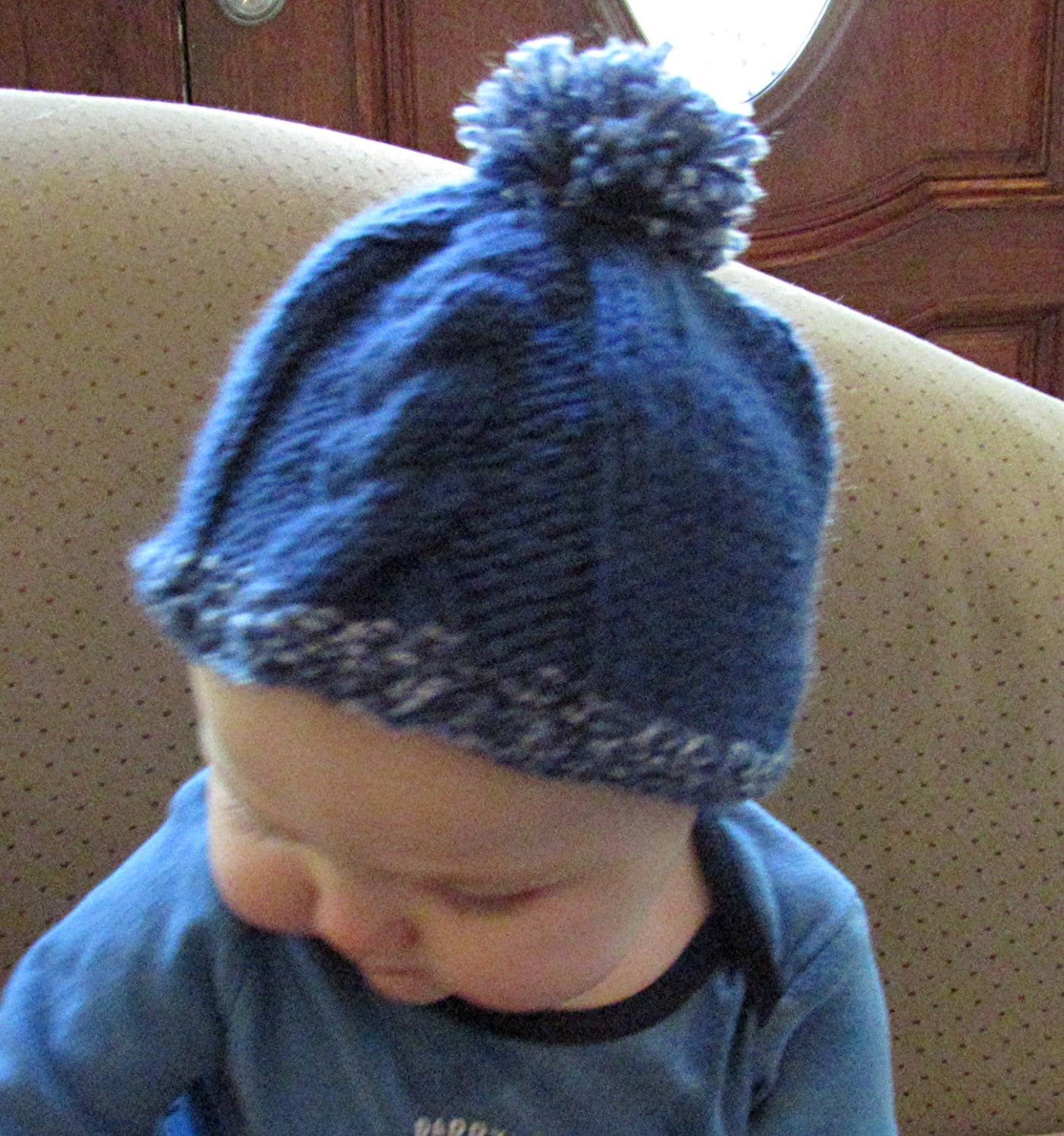 knitted hat blue wool mix gift for boy Boys hat