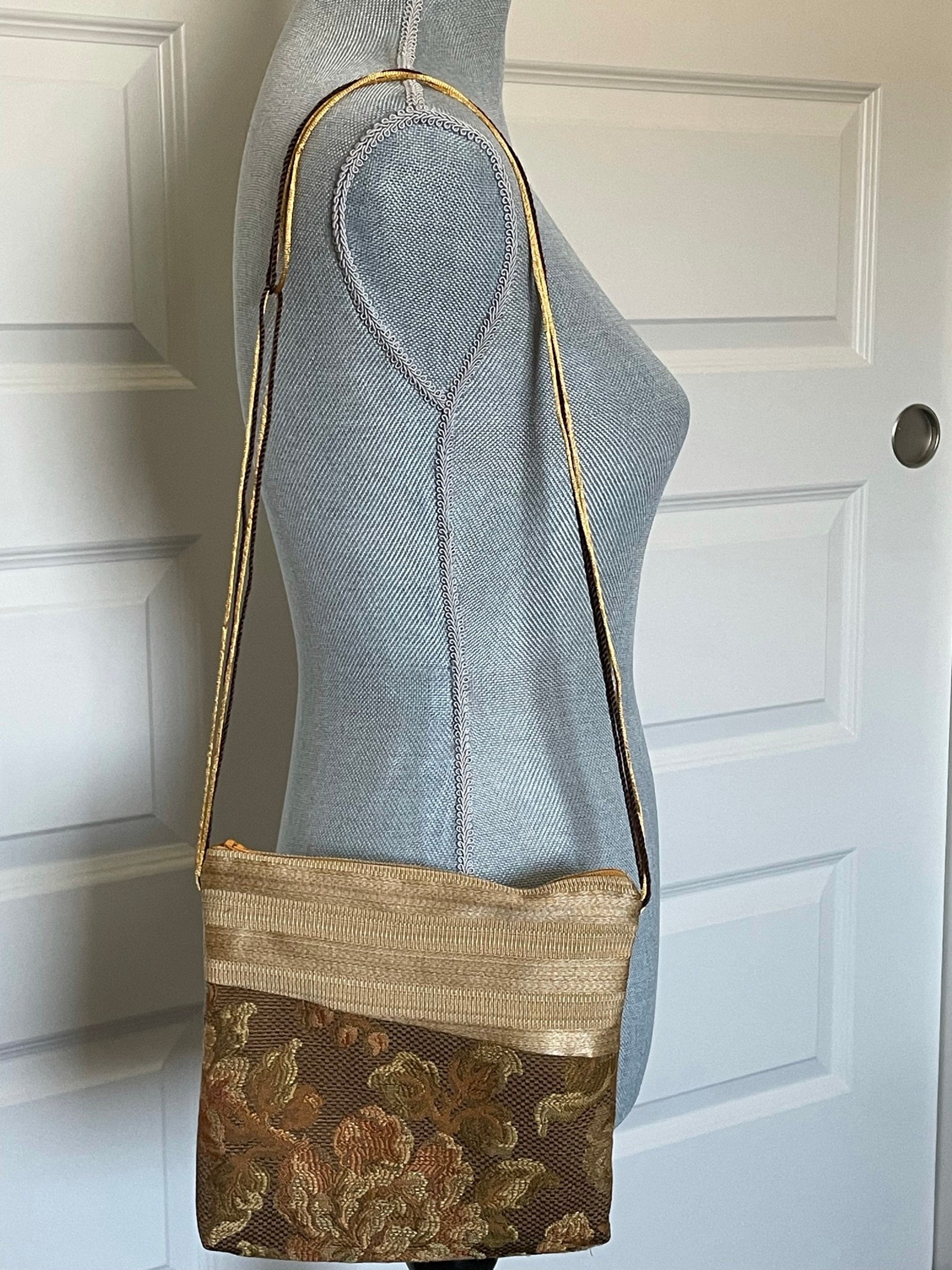 Messenger Bag in Sage Green and Gold Etsy