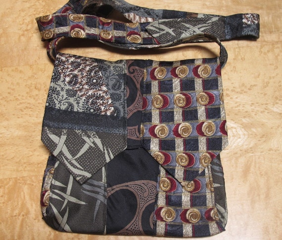 Recycled Silk Tie Purse Shoulder Bag in Deep Sage Green | Etsy