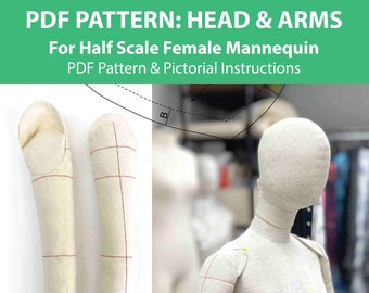 Maniquí de media escala relleno BRAZO + CABEZA Patrón PDF e instrucciones pictóricas