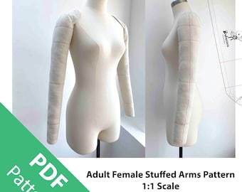 Brazos de peluche para mujer adulta a escala 1:1, patrón en PDF e instrucciones ilustradas