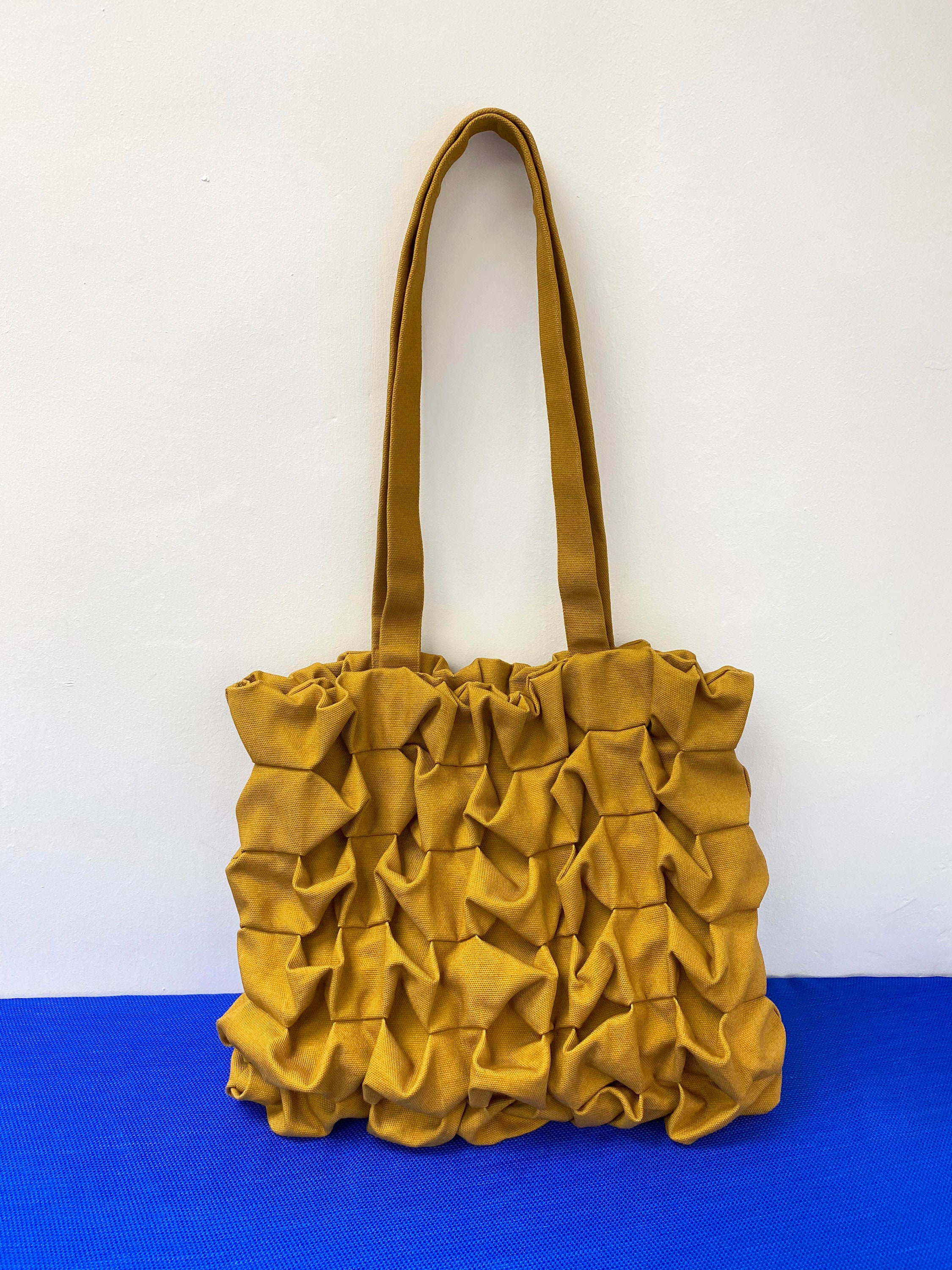 Playful Hexagonal Fabric Manipulation Tote Bag / Mustard & - Etsy