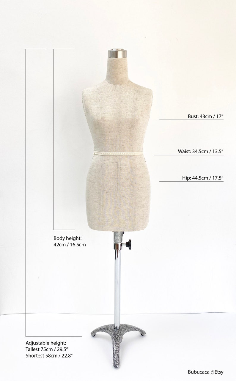 HALF SCALE Mannequin / Fully Pinnable / Mini Mannequin/ Cotton Linen NOT Human Size image 2