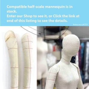 HALF SCALE Mannequin / Fully Pinnable / Mini Mannequin/ Cotton Linen NOT Human Size image 10