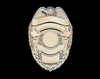 Blank Police badge template 3D STL for CNC