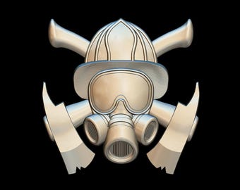 Firefighter Helmet with crossed Axes 3D STL for CNC