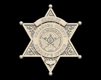 Oklahoma County Sheriff badge 3D STL for CNC