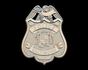 Baltimore Police Badge 3D STL for CNC