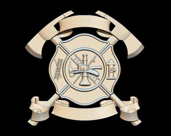 Firefighter rescue Blank badge template 3D STL for CNC