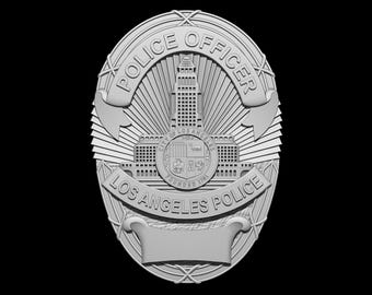 LAPD警官バッジSVG、ロサンゼルス警察バッジ彫刻：レーザーカット