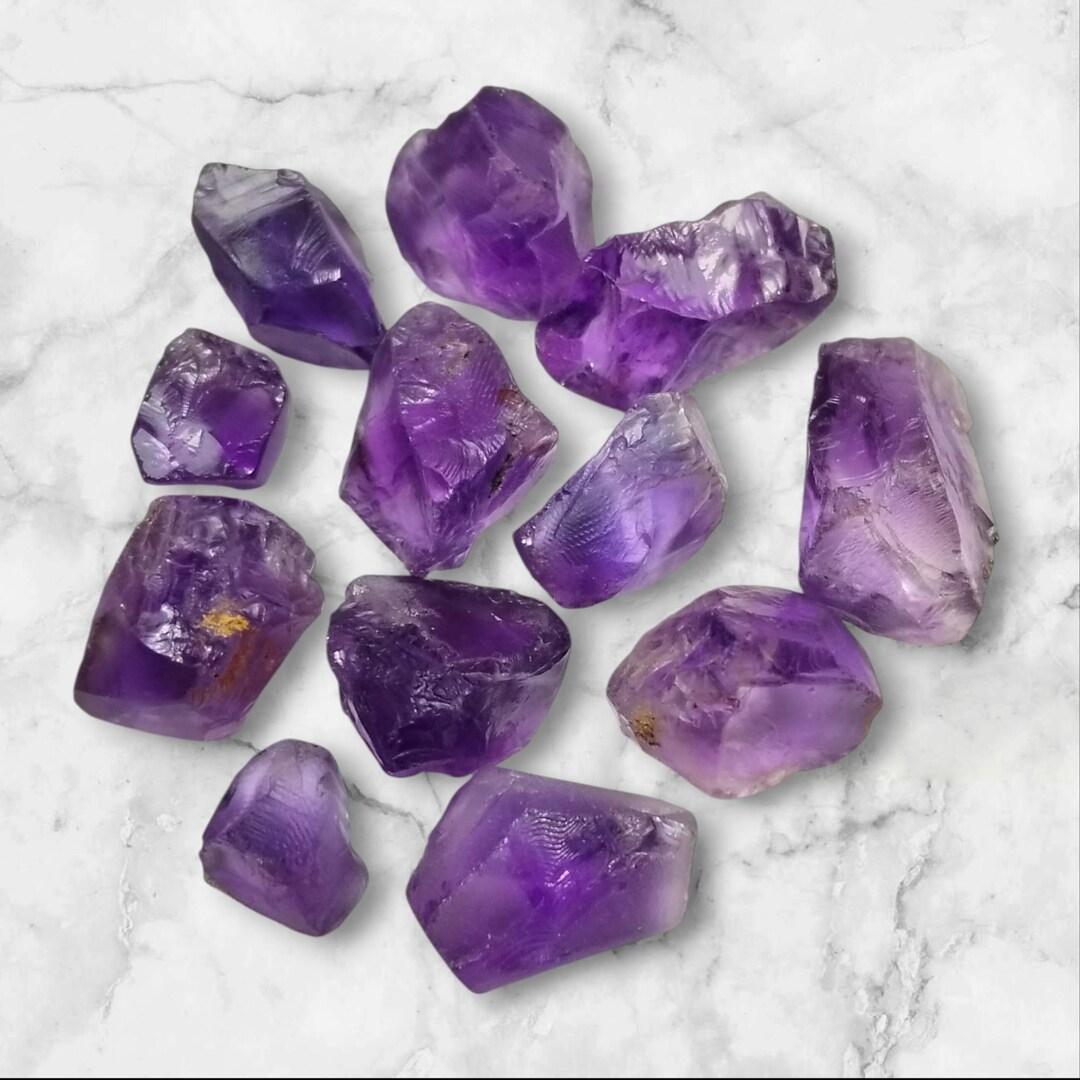 African Amethyst Rough Lot 135 Carats – 12 Facet Grade Purple Crystals ...