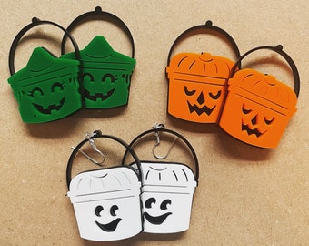 Acrylic Halloween Trick Or Treat Bucket Earrings