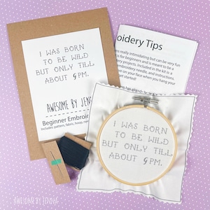 DIY Hand Embroidery Kit Born To Be Wild Embroidery Kits for Beginners Funny Embroidery Kits Embroidery Designs