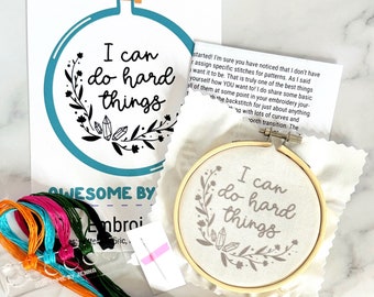 I Can Do Hard Things DIY Hand Embroidery Kit Funny Embroidery Kit for Beginners Embroidery Designs
