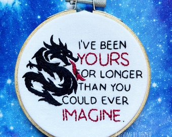 Handmade 4” Hoop Dragon Been Yours Embroidered Home Decor Wall Hanging Funny Snarky Embroidery