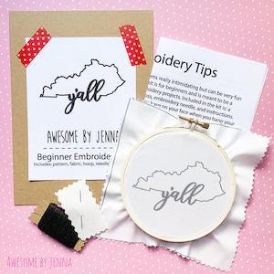 DIY Hand Embroidery Kit Kentucky Y&#39;all Embroidery Kits for Beginners Funny Embroidery Kits Embroidery Designs