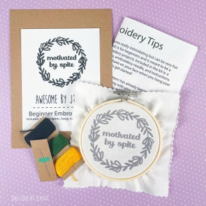DIY Hand Embroidery Kit Motivated by Spite Funny Embroidery Kit for Beginners Embroidery Designs