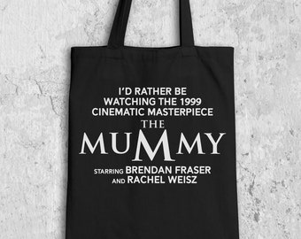 Handmade Reusable Black Canvas Tote Bag Mummy