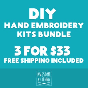 DIY Hand Embroidery Kits Bundle 3 for 33 Embroidery Kits for Beginners Funny Embroidery Kits Embroidery Designs