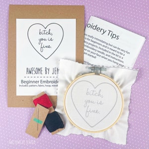 DIY Hand Embroidery Kit B!tch You Is Fine Embroidery Kits for Beginners Funny Embroidery Kits Embroidery Designs