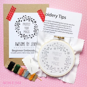 DIY Hand Embroidery Kit Protect Your Magic Embroidery Kits for Beginners Funny Embroidery Kits Embroidery Designs