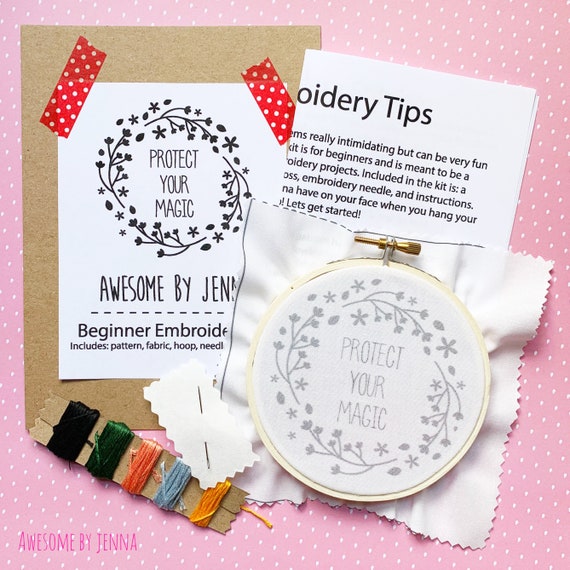 DIY Hand Embroidery Kit Protect Your Magic Embroidery Kits for Beginners  Funny Embroidery Kits Embroidery Designs