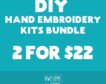 DIY Hand Embroidery Kits Bundle 2 for 22 Embroidery Kits for Beginners Funny Embroidery Kits Embroidery Designs