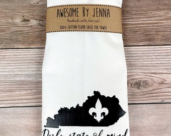 Handmade Derby State of Mind Vinyl Tea Towel Kitchen Decor Cotton Towel Flour Sack Towel Kitchen Towel