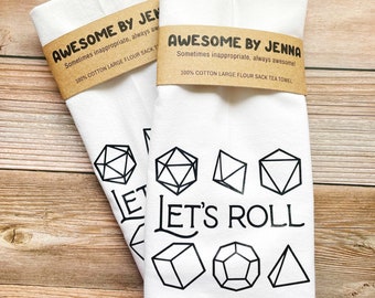 Handmade Lets Roll Dice Vinyl Tea Towel Kitchen Decor Cotton Towel Flour Sack Towel Kitchen Towel