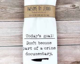 Handmade Crime Documentary Vinyl Tea Towel Kitchen Decor Cotton Towel Flour Sack Towel Kitchen Towel