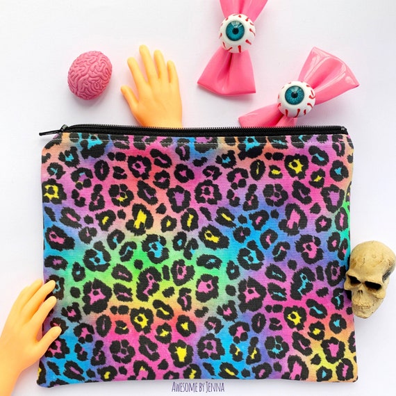 Neon Leopard Zipper Pouch