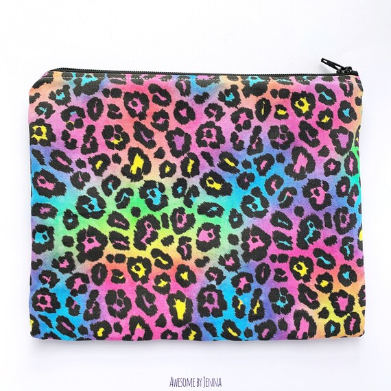 Neon Leopard Zipper Pouch