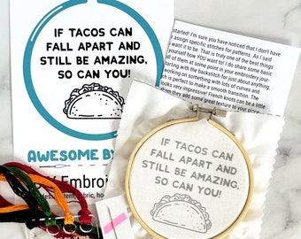 Amazing Tacos DIY Hand Embroidery Kit Funny Embroidery Kit for Beginners Embroidery Designs