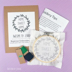 DIY Hand Embroidery Kit Home Sweet Home Embroidery Kits for Beginners Funny Embroidery Kits Embroidery Designs