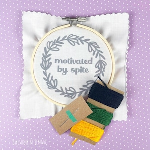 DIY Hand Embroidery Kit Motivated by Spite Funny Embroidery Kit for Beginners Embroidery Designs image 2