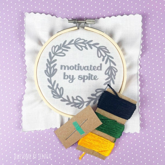 DIY Hand Embroidery Kit Motivated by Spite Funny Embroidery Kit for  Beginners Embroidery Designs 