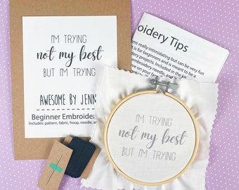 DIY Hand Embroidery Kit I’m Trying Funny Embroidery Kit for Beginners Embroidery Designs