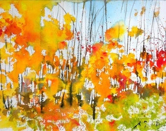 New England Fall-Scape No.11, limited edition of 50 fine art giclee prints from my original watercolor