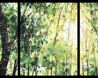 Triptych February 2020 no.2-S, limited edition of 50 fine art giclee prints from my original watercolor