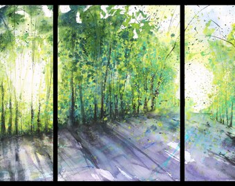 Triptych May 2018 no.1, limited edition of 50 fine art giclee prints from my original watercolor