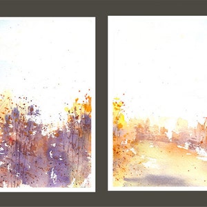 Piccolo formato No. 48, n. 49, n. 50, n. 51 - cartolina di quattro 5x7inches set - New England autunno - panorama da miei dipinti ad acquerello originale