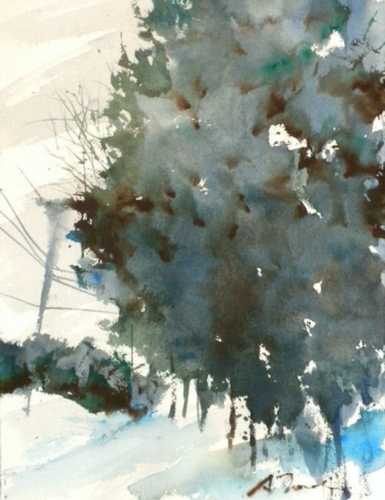 New England Winter-Scape Nr.81, limitierte Auflage von 50 Fine Art Giclée-Drucke aus meinem original Aquarell Bild 1