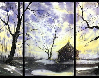 Triptych February 2020 no.4, limited edition of 50 fine art giclee prints from my original watercolor