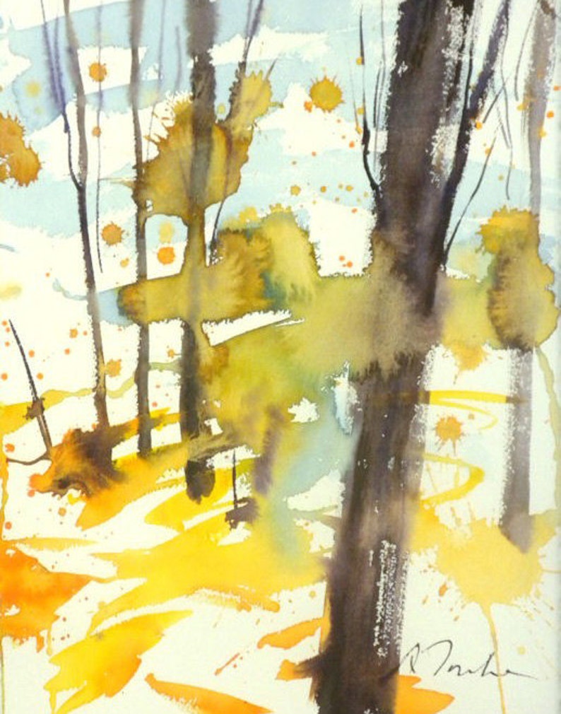 New England Fall-Scape No.29, limited edition of 50 fine art giclee prints form my original watercolor 画像 1