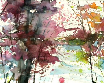 New England Fall-Scape No.20, limited edition of 50 fine art giclee prints from my original watercolor