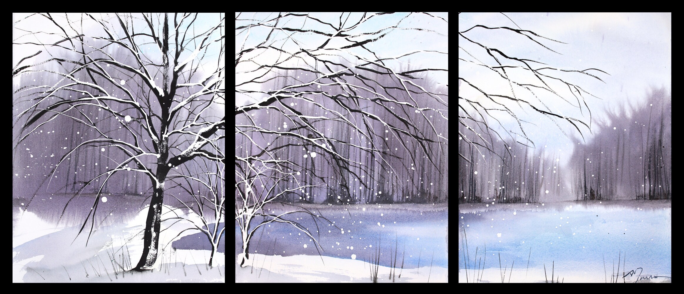 Triptych February 2020 no.4-S, limited edition of 50 fine art giclee prints from my original watercolor