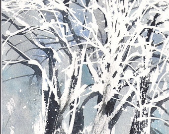 Kleinformat Nr. 16 - Winter Baum 3 von 4 - limitierte Auflage von 50 Fine Art Giclée Drucke von meinem original Aquarell