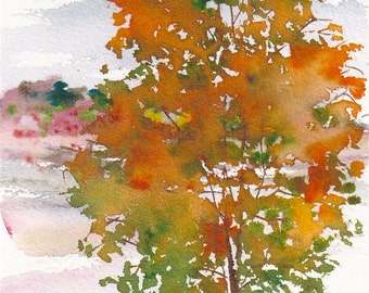 Petit format No.25 - New England Fall - édition limitée impressions giclee de ma peinture à l’aquarelle originale